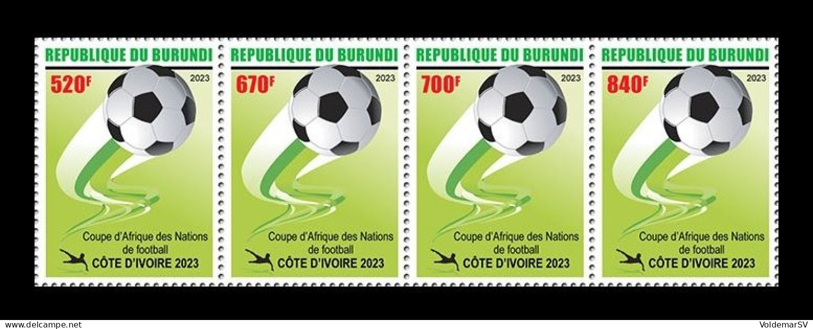 Burundi 2023 Mih. 4038/41 Football. 2023 Africa Cup Of Nations In Ivory Coast MNH ** - Ongebruikt