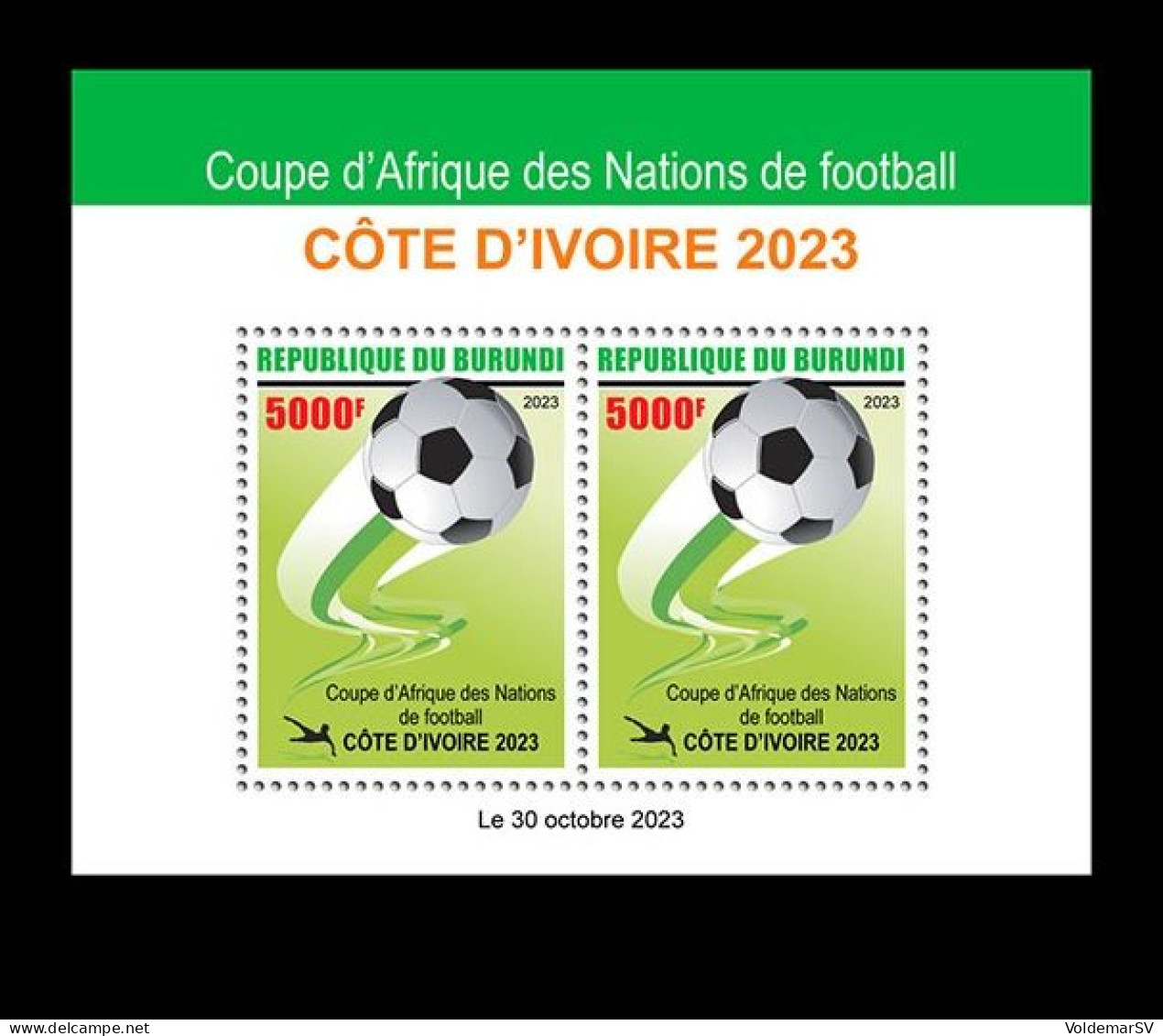 Burundi 2023 Mih. 4042 (Bl.758) Football. 2023 Africa Cup Of Nations In Ivory Coast MNH ** - Neufs