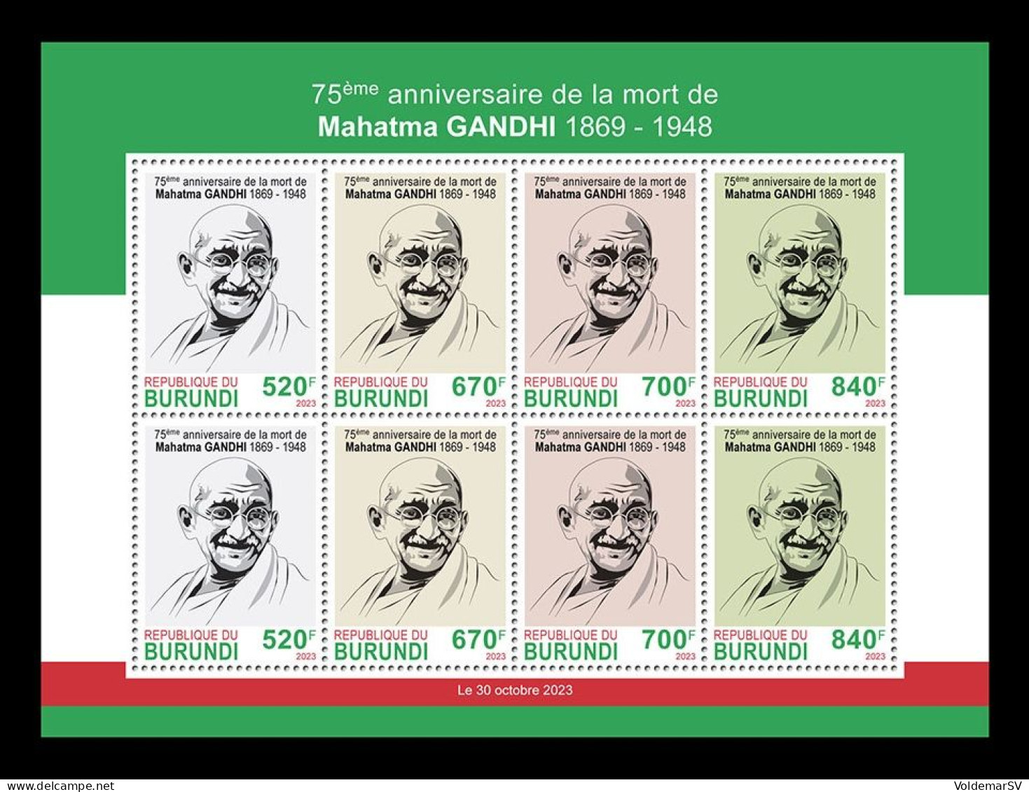 Burundi 2023 Mih. 4043/46 Mahatma Gandhi (M/S) MNH ** - Neufs