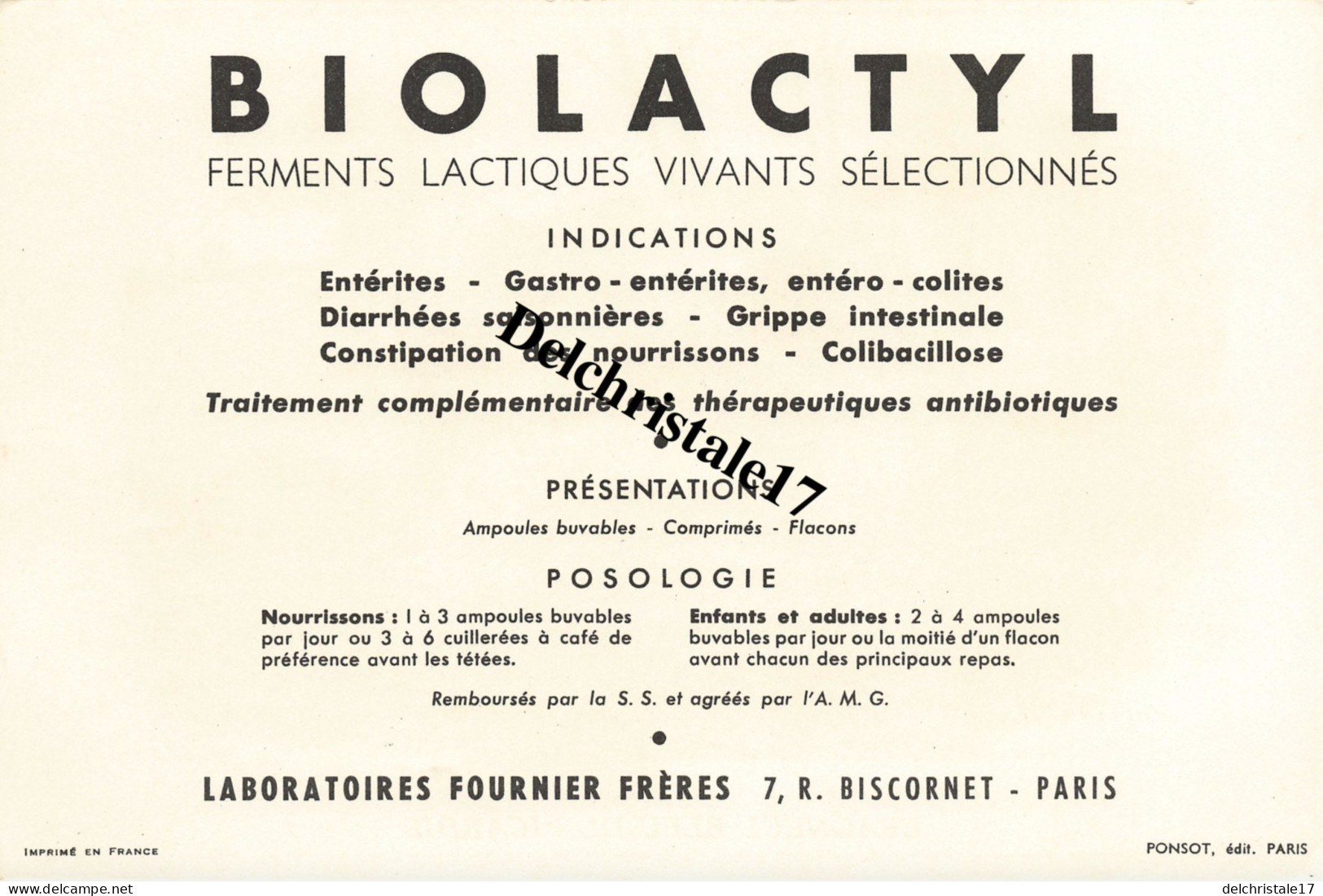 BUVARD 0007 PUBLICITÉ BIOLACTYL - LABORATOIRES FOURNIER FRÈRES PARIS - ILLUSTRATION HORBER THÈME CHIEN ÉPAGNEUL PICARDIE - Produits Pharmaceutiques