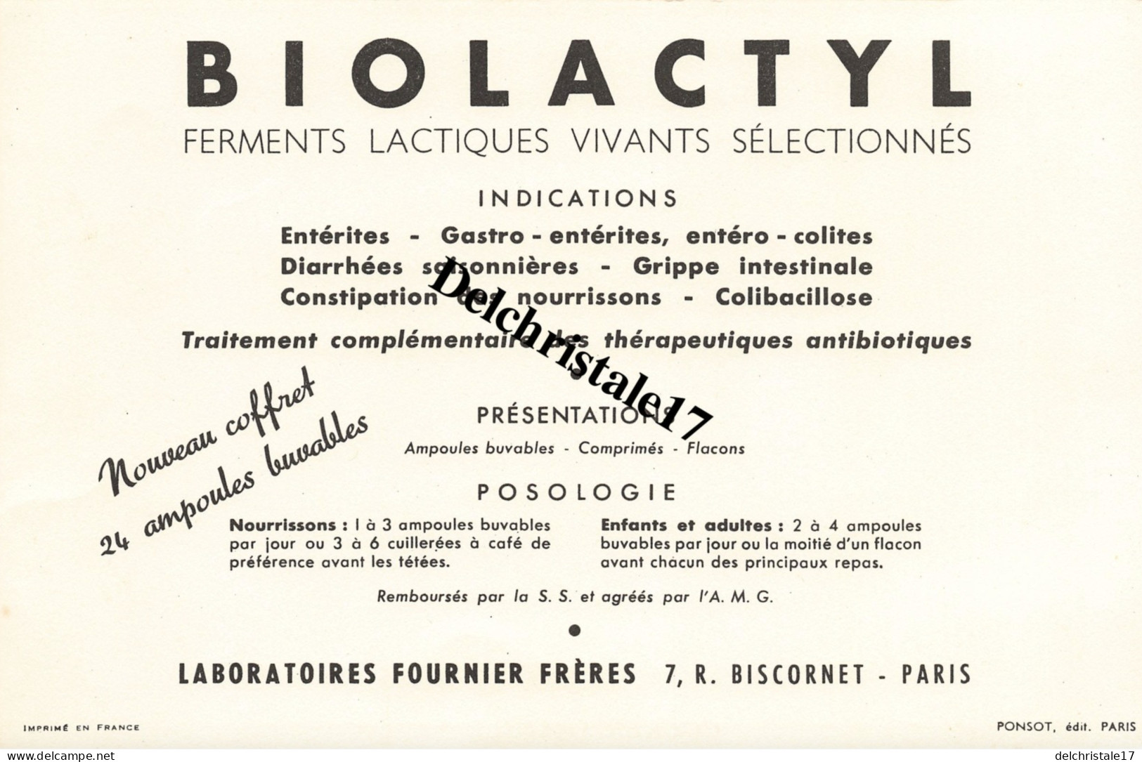 BUVARD 0004 PUBLICITÉ BIOLACTYL - LABORATOIRES FOURNIER FRÈRES PARIS - ILLUSTRATION HORBER THÈME CHIEN COCKER SPANIEL - Produits Pharmaceutiques