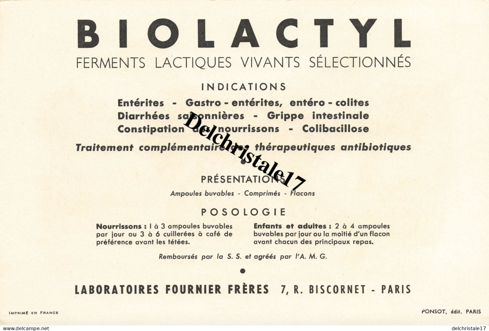 BUVARD 0009 PUBLICITÉ BIOLACTYL LABORATOIRES FOURNIER FRÈRES PARIS - ILLUSTRATION HORBER THÈME CHIEN RETRIEVER - Produits Pharmaceutiques