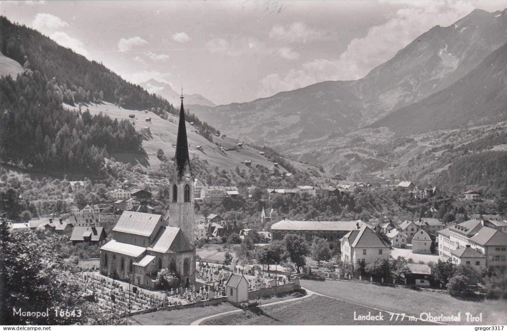 E3849) LANDECK - Tirol  - Oberinntal - S/W FOTO AK - Kirche Friedhof - Haus Details ALT! - Landeck