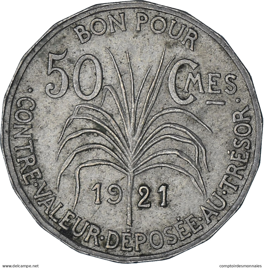 Monnaie, Guadeloupe, 50 Centimes, 1921, TTB+, Cupro-nickel, KM:45 - Other & Unclassified
