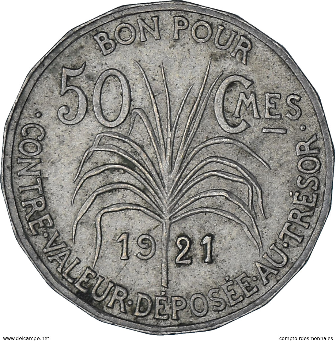 Monnaie, Guadeloupe, 50 Centimes, 1921, TTB+, Cupro-nickel, KM:45 - Autres & Non Classés