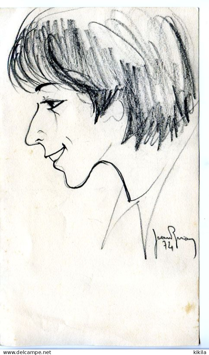 Caricature De Jean Briand 1974   Crayon Sur Papier Dessin 12.2 X 20.2  Illustrateur Dessinateur Grenoble Isère* - Otros & Sin Clasificación