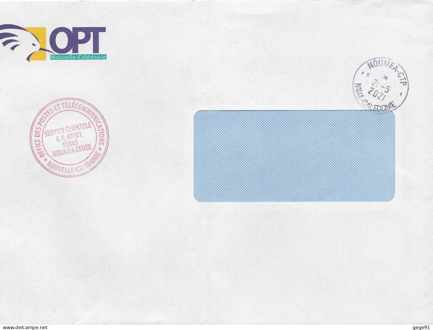 Cachet Manuel De Nouméa CTP _ Enveloppe De Sevice Clientèle De L'OPT - Covers & Documents