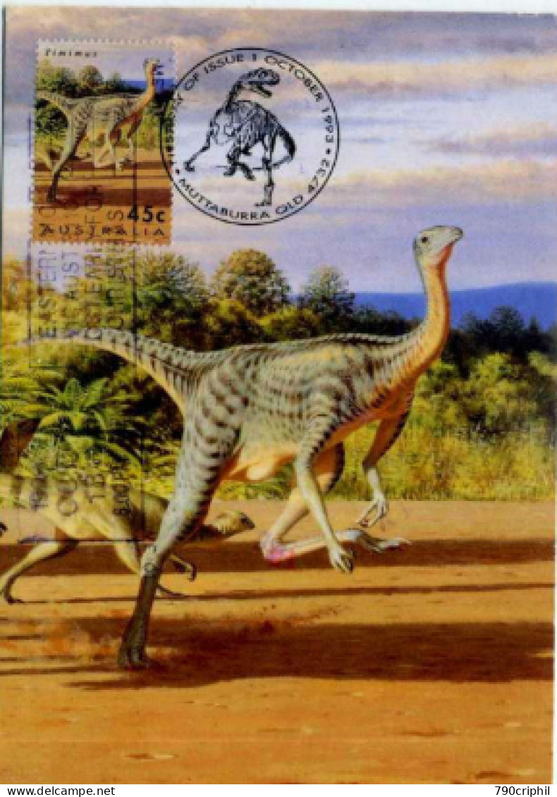 DINOSAURE  Timinus Carte Maximum Australie YT 1331 Dinosaure Timinus Oblitération 1er Jour - Maximumkaarten