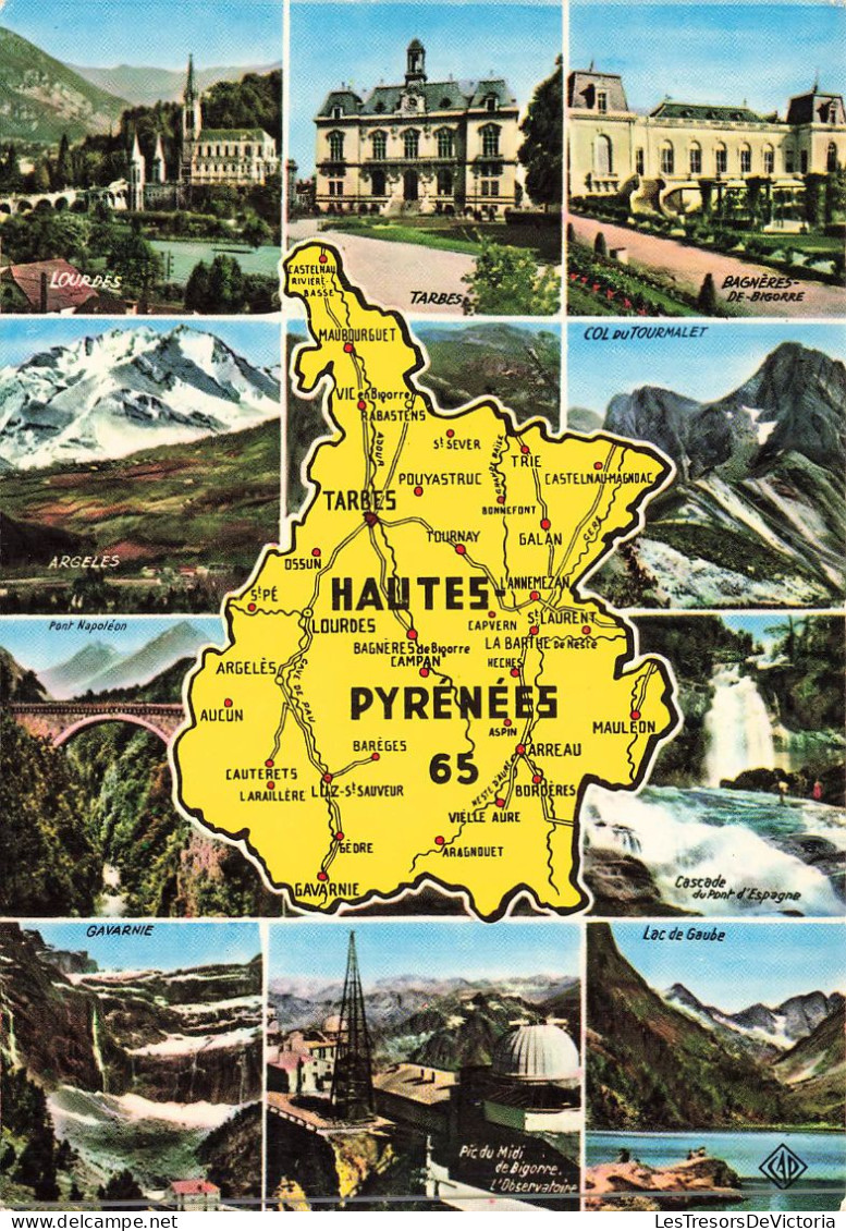 CARTES GEOGRAPHIQUES - Multivues - Huates-Pyrenees - Carte Postale - Landkarten