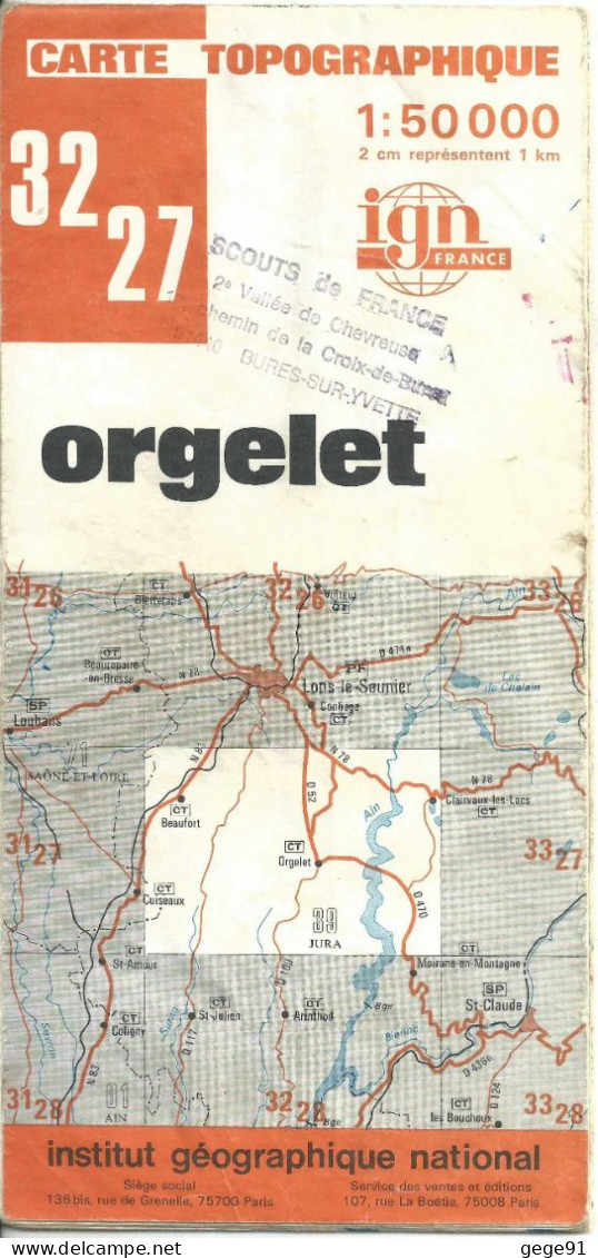 Carte IGN 1/50000 - 3227 - Orgelet - édition 1978 - Cartes Topographiques