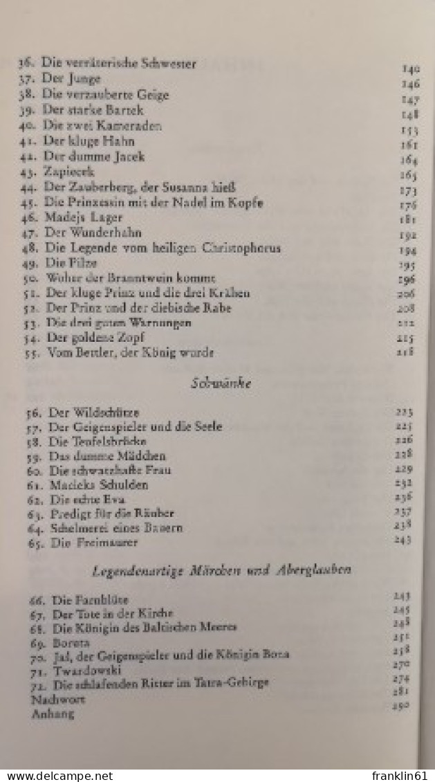 Polnische Volksmärchen. - Racconti E Leggende