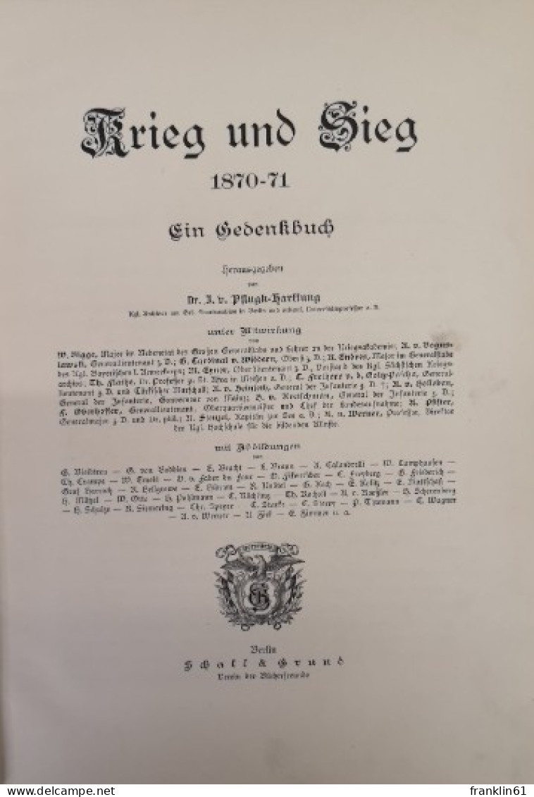 Krieg Und Sieg 1870 - 1871 - Ein Gedenkbuch - Policía & Militar