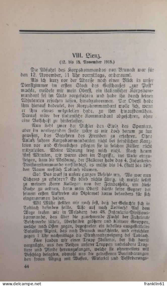 Die vier letzten Kriegswochen (24. Oktober bis 21. November 1918). Ein Beitrag zur Geschichte der Auflösung d