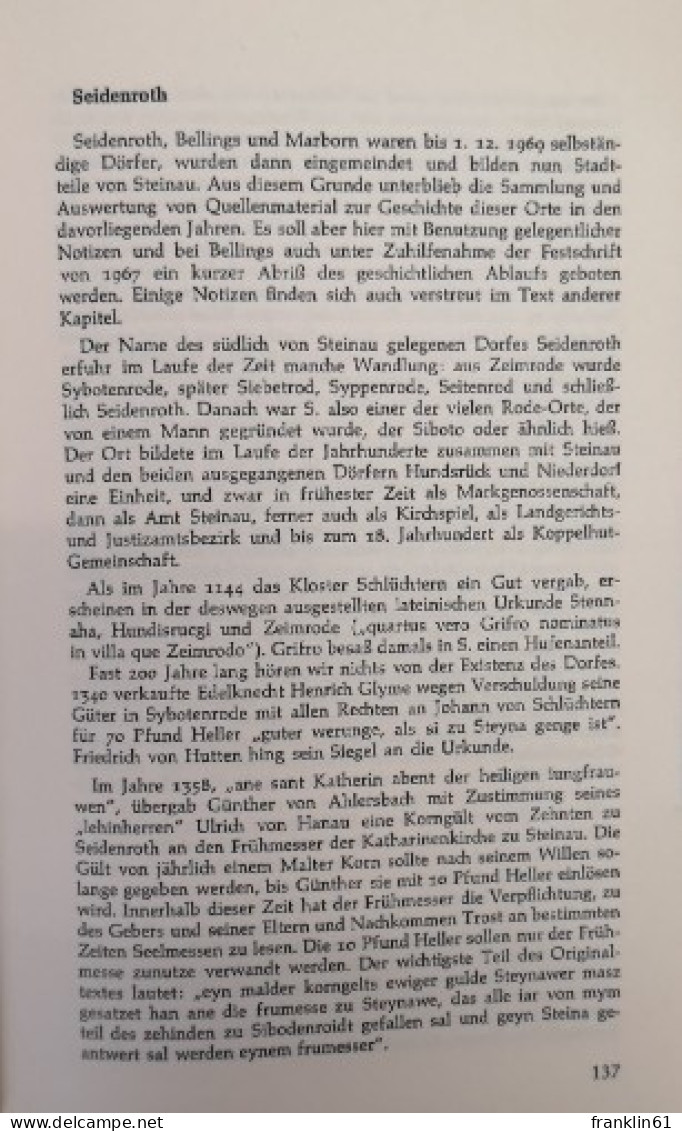 Geschichte der Stadt und des Amtes Steinau a. d. Straße. Band I. : Frühzeit und Mittelalter.