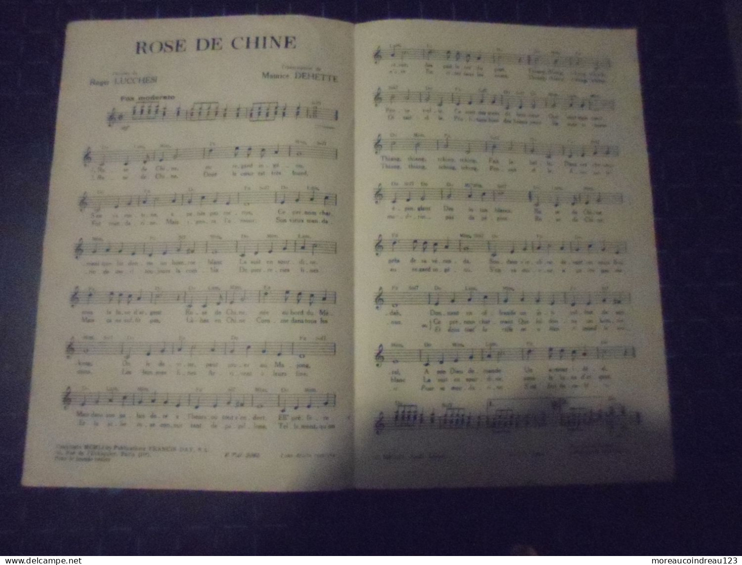 Partissions " Rose De Chine    "  Paroles Et Musique - Otros & Sin Clasificación