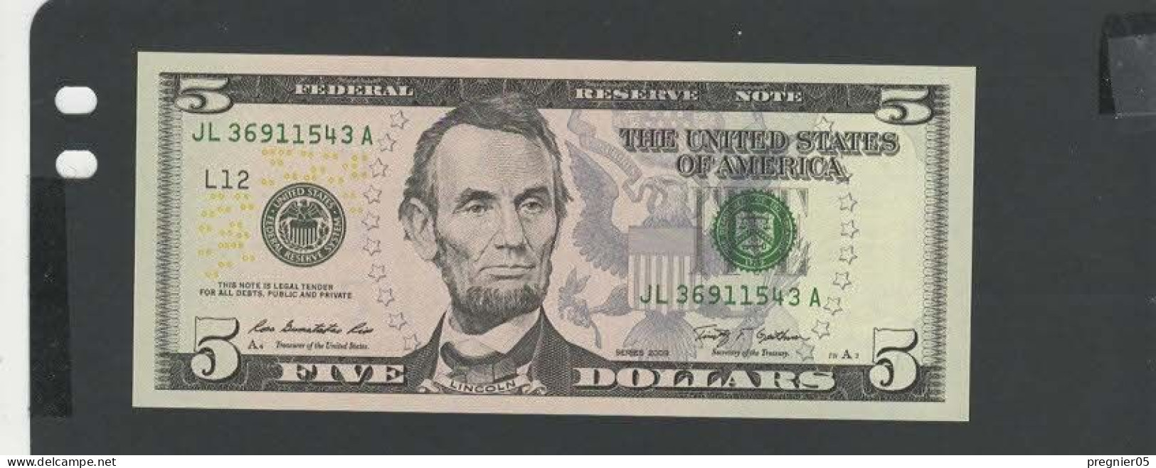 USA - Billet 5 Dollar 2009 NEUF/UNC P.531 § JL - Federal Reserve Notes (1928-...)