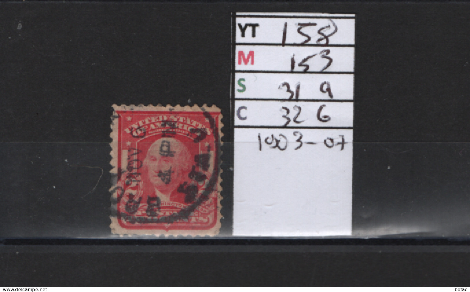 PRIX FIXE Obl  158 YT 153 MIC 319 SCO 326 GIB Washington  1903-07 Etats Unis 58/05 - Used Stamps