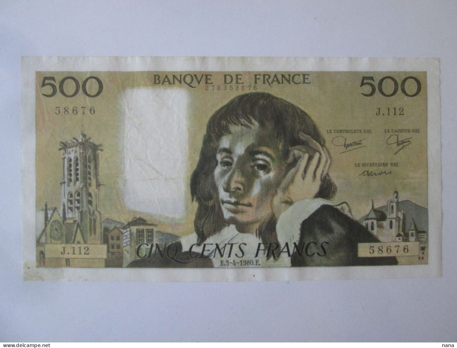 France 500 Francs 1980 Banknote See Pictures - 500 F 1968-1993 ''Pascal''