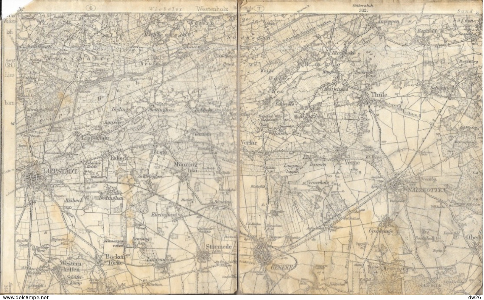 Carte Routière Toilée D'Allemagne, Rhénanie-du-Nord-Westphalie (Paderborn, Salzkotten, Geseke, Lippstadt, Büren) - Cartes Routières