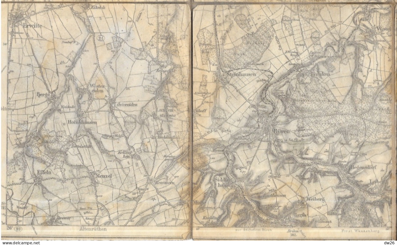 Carte Routière Toilée D'Allemagne, Rhénanie-du-Nord-Westphalie (Paderborn, Salzkotten, Geseke, Lippstadt, Büren) - Roadmaps