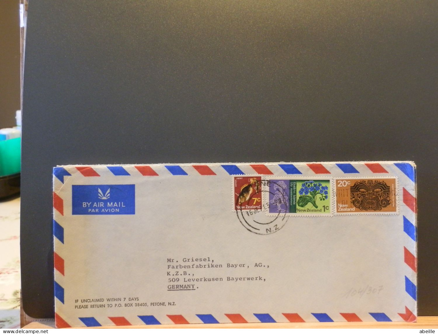 104/307  LETTER NEW ZEALAND TO GERMANY - Briefe U. Dokumente