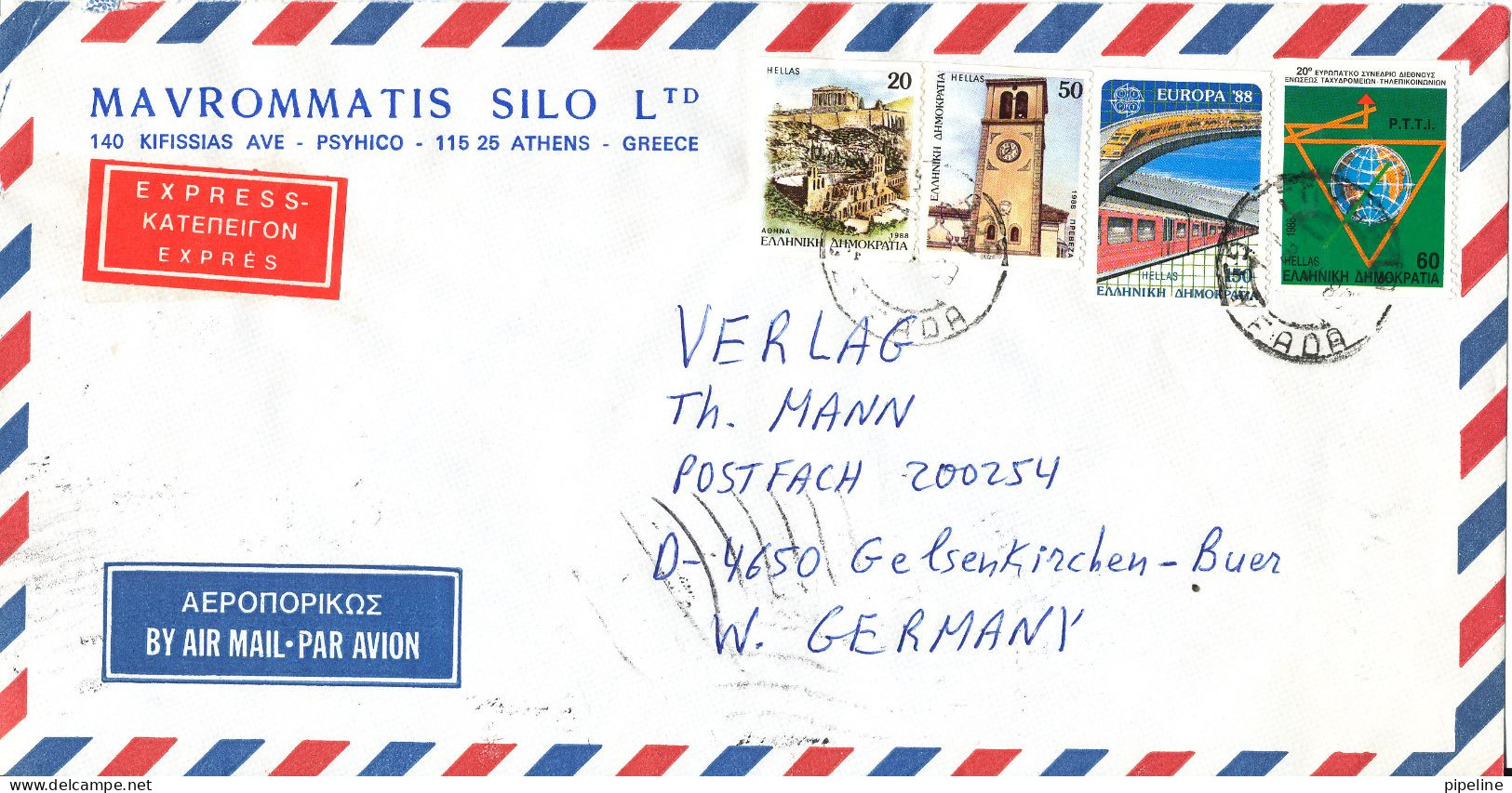 Greece Registered Air Mail Cover Sent To Germany 8-5-1989 Topic Stamps Incl. EUROPA CEPT - Storia Postale