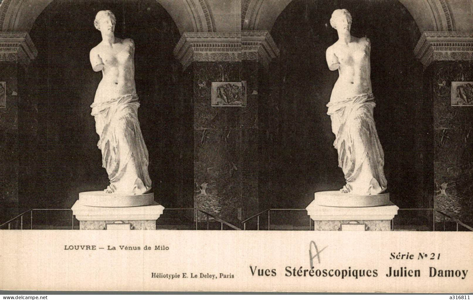 Vues Stéréoscopiques Julien Damoy  Louvre La Venus De Milo - Cartes Stéréoscopiques