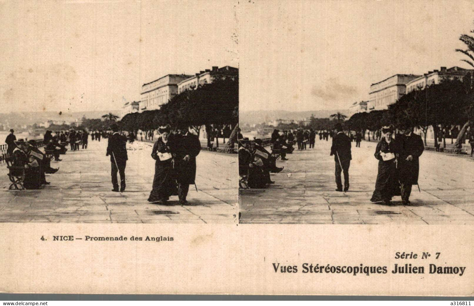 Vues Stéréoscopiques Julien Damoy  Nice Promenade Des Anglais - Stereoskopie