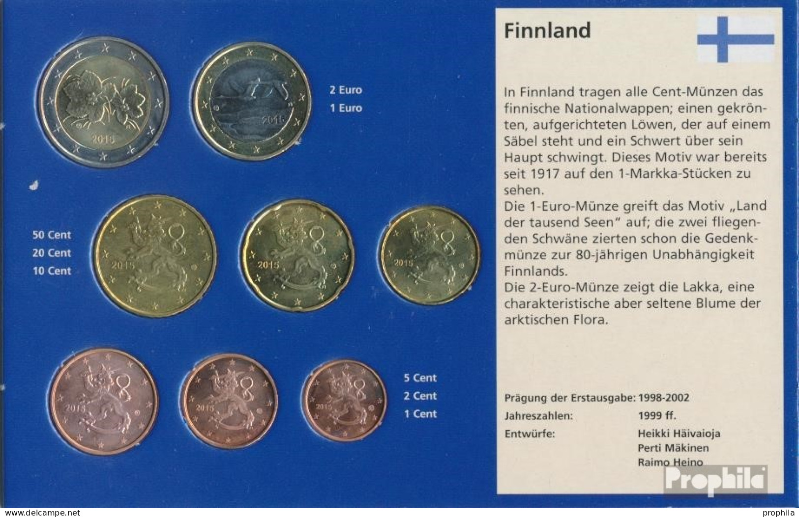 Finnland 2015 Stgl./unzirkuliert Kursmünzensatz Stgl./unzirkuliert 2015 Euro-Nachauflage - Finlande