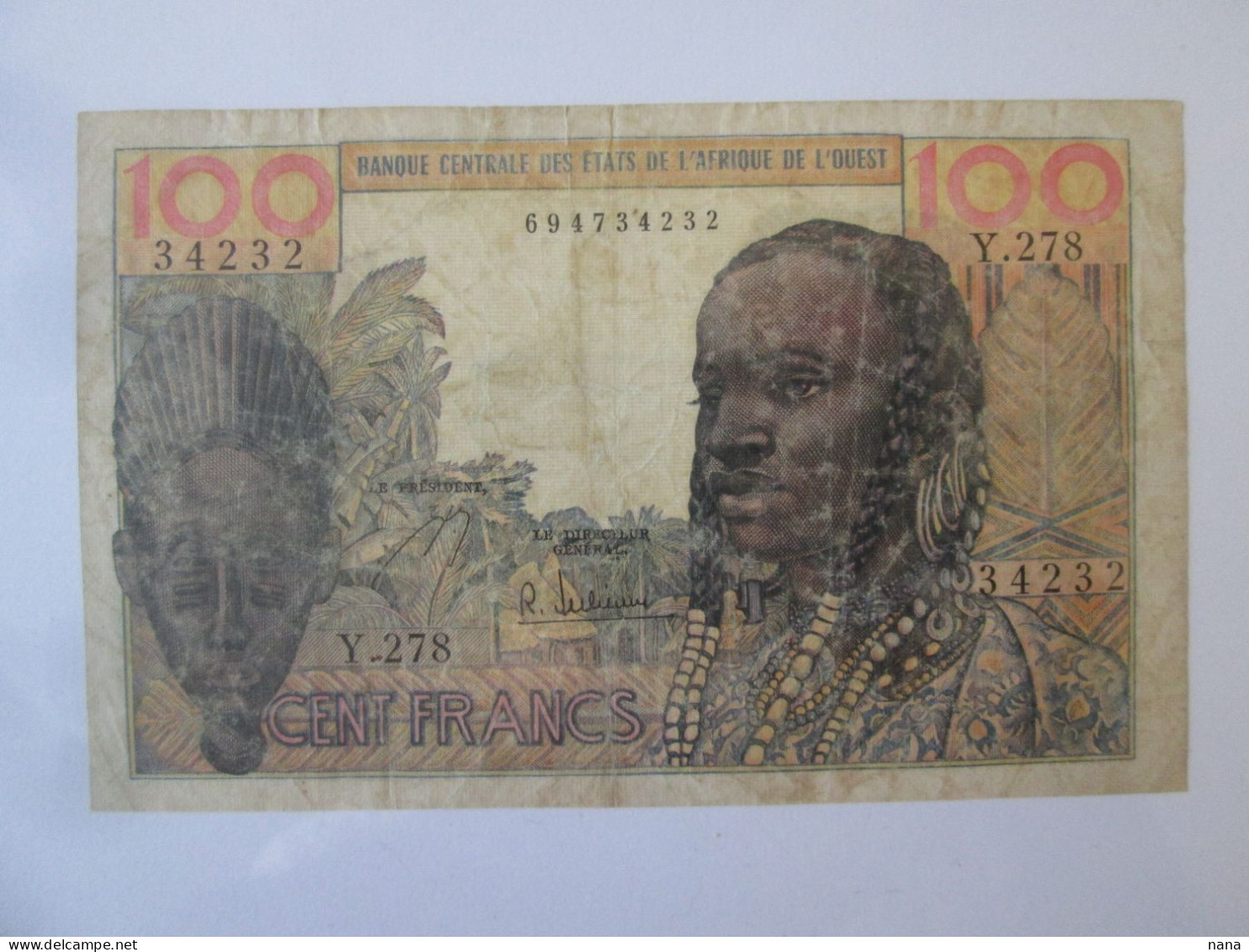 Rare! West African States/Etats De L'Afrique De L'Quest 100 Francs 1959 See Pictures - West-Afrikaanse Staten