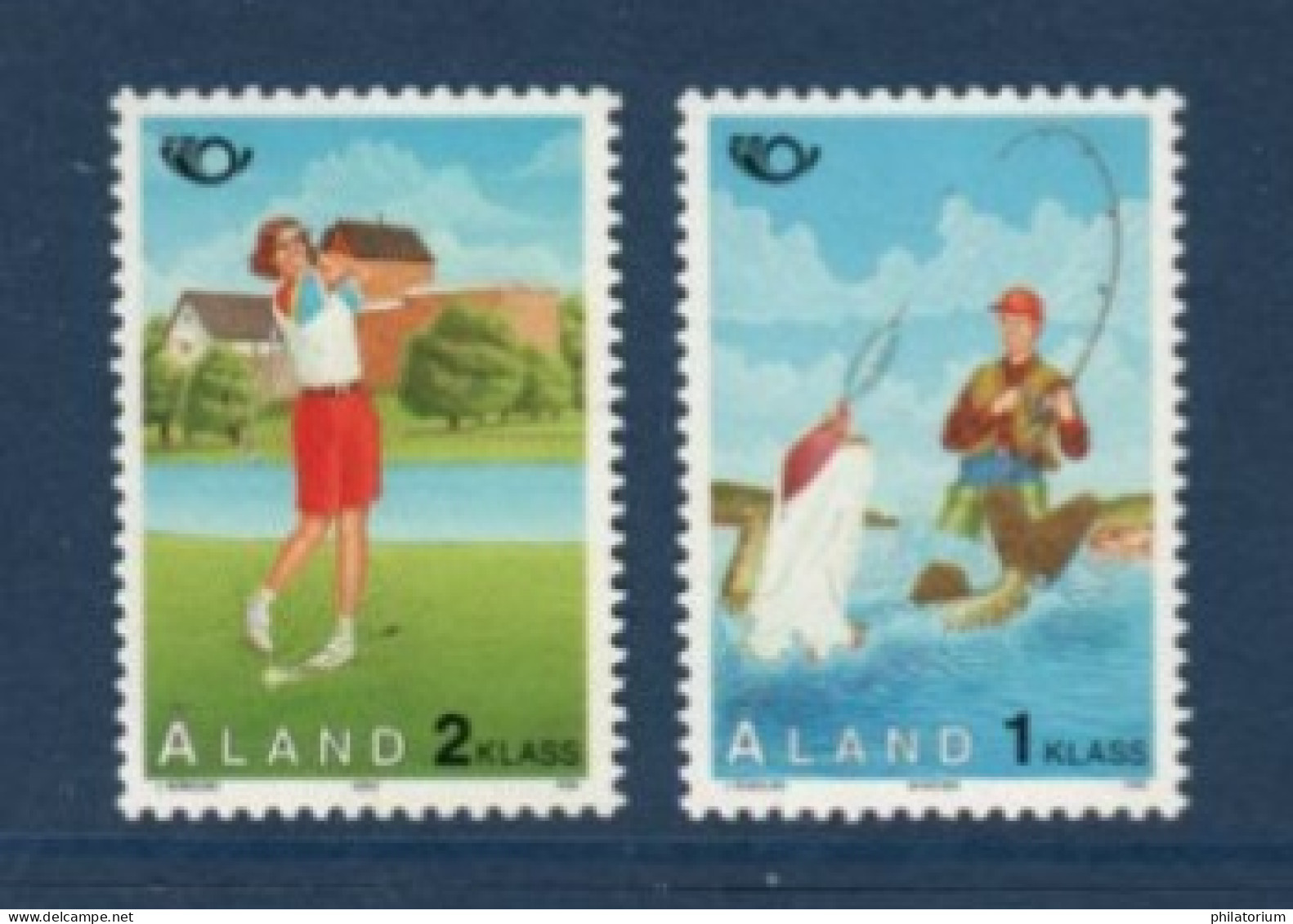 Aland, **, Yv, Mi 102, 103, SG 98, 99, Sports, Golf, Pêche, - Ålandinseln