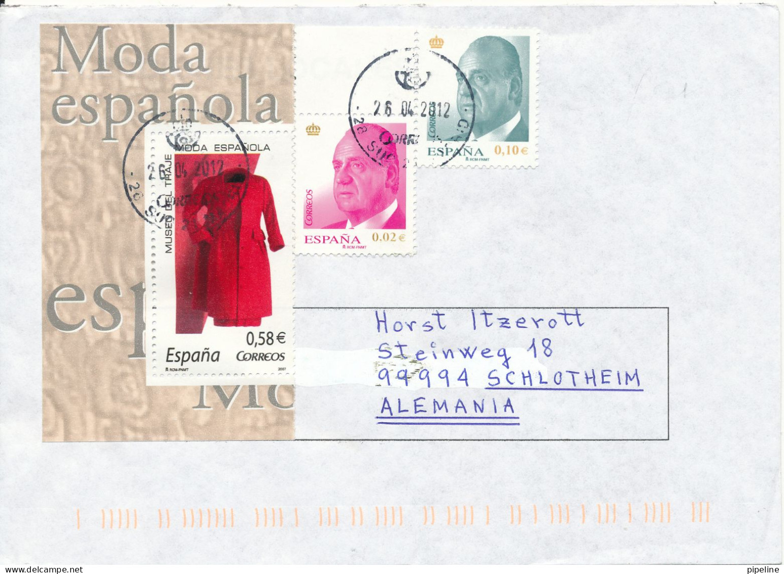 Spain Cover Sent To Germany 26-4-2012 With Stamp From A Souvenir Sheet - Covers & Documents