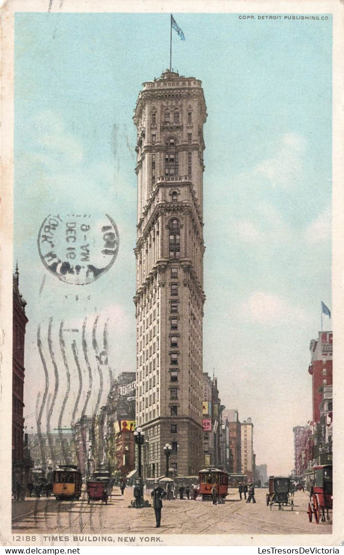 ETATS UNIS - New York - Times Building - Animé - Colorisé - Carte Postale Ancienne - Autres & Non Classés