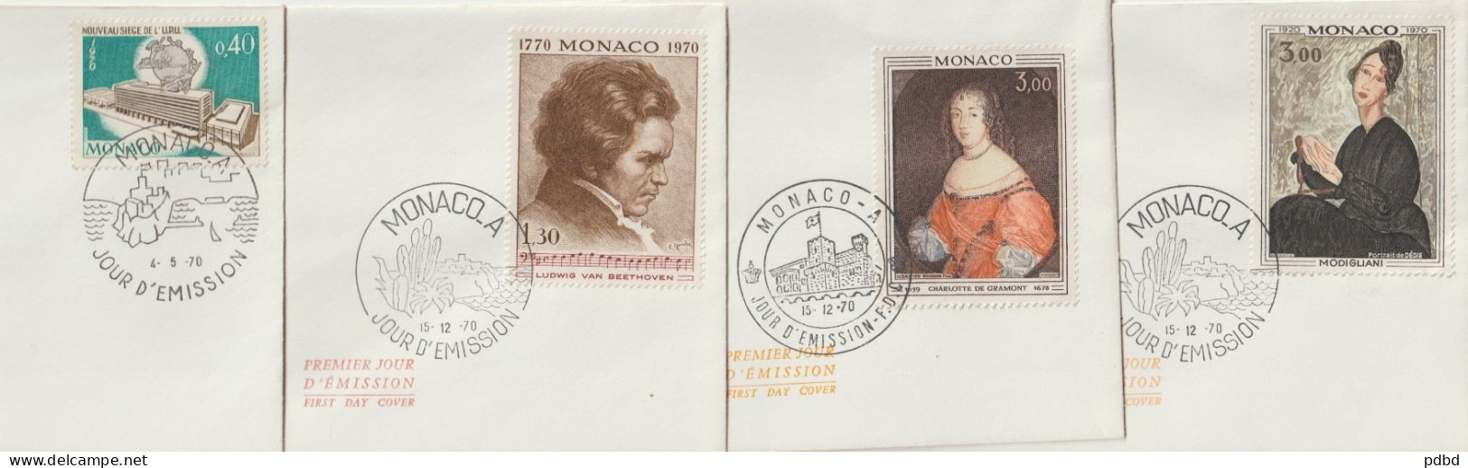 ENV 02 . 1970 . 38 Enveloppes 1er jour . MONACO .