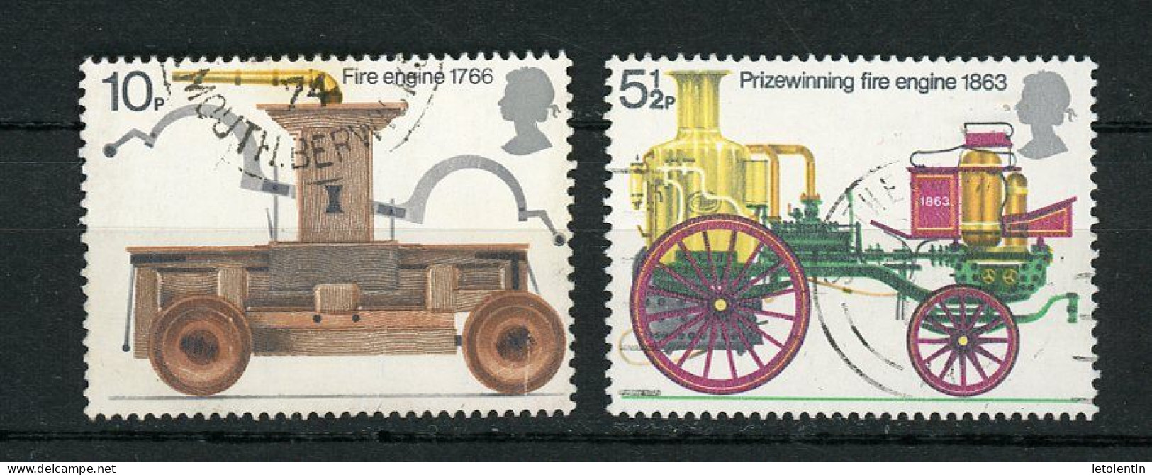 GRANDE BRETAGNE - VEHICULES DE POMPIERS - N° Yvert 722+724 Obli - Used Stamps