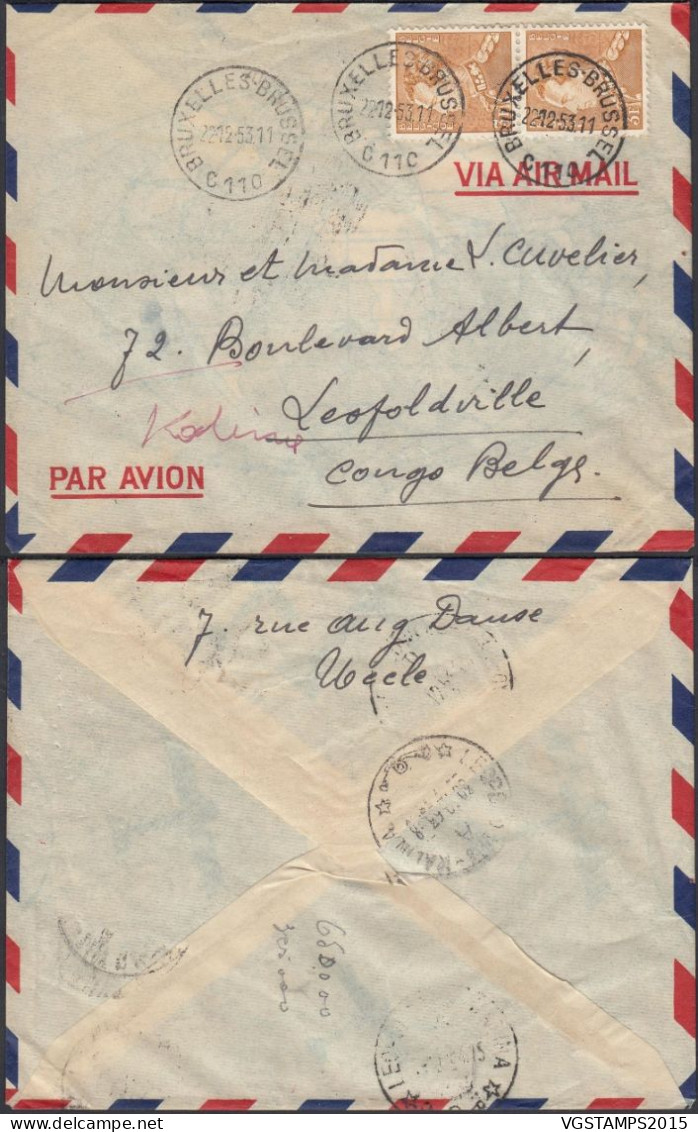 Congo Belge 1953 - Lettre Par Avion De Bruxelles  à Destination Leopoldville-Kalina-Congo Belge... (EB) DC-12429 - Used Stamps