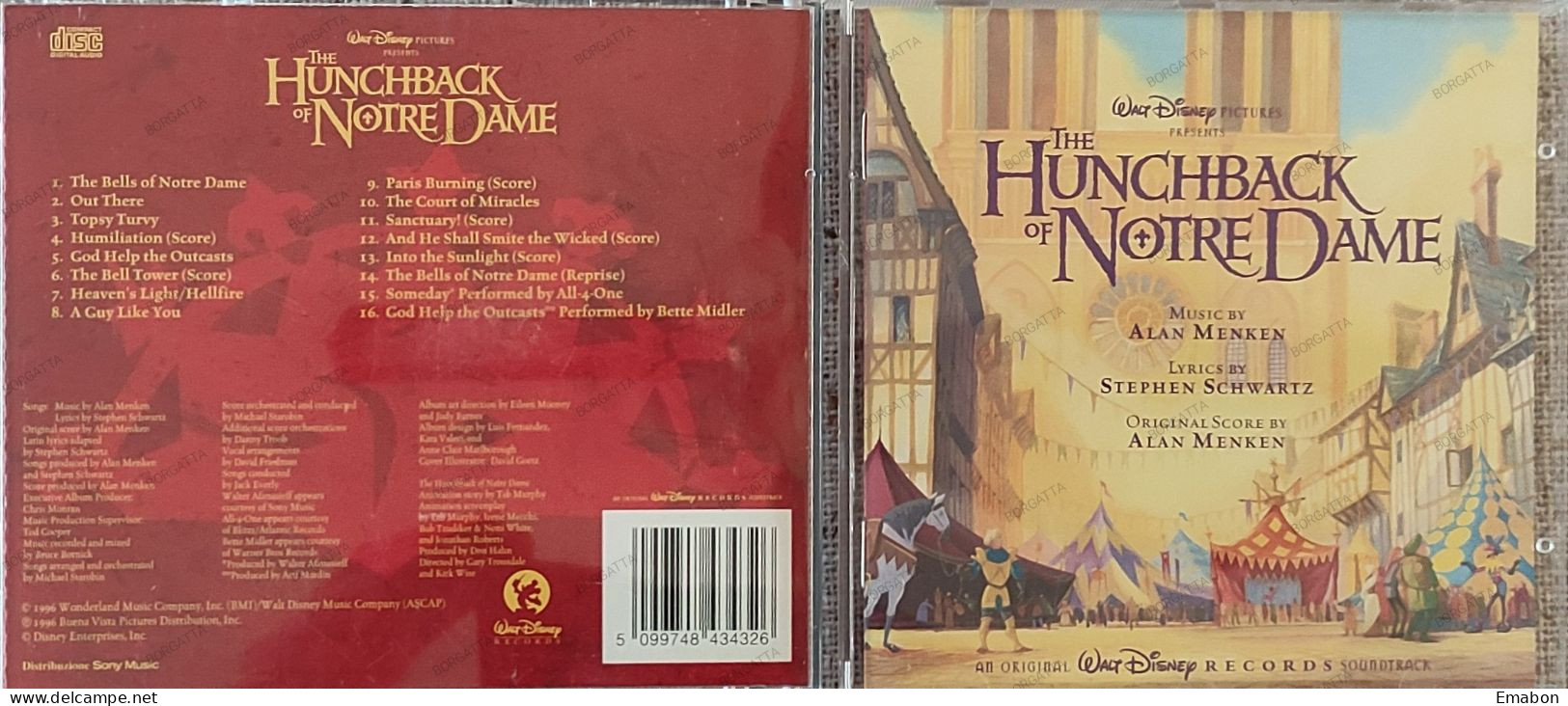 BORGATTA - FILM MUSIC - Cd ALAN MENKEN - THE HUNCHBACK OF NOTRE DAME  - WALT DISNEY RECORDS 1996 - USATO In Buono Stato - Filmmuziek