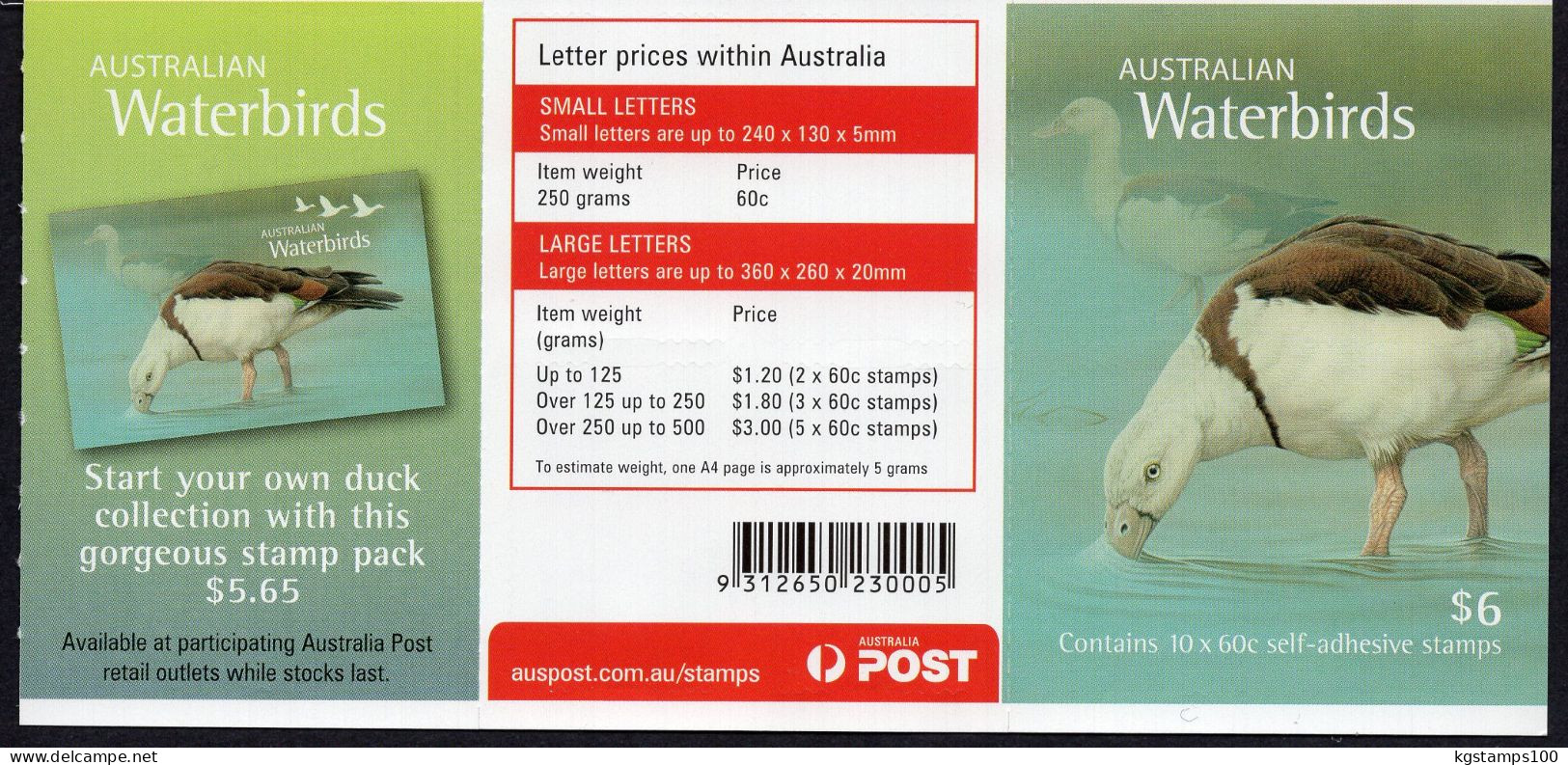 AUSTRALIA 2012 FAUNA. AUSTRALIAN WATERBIRDS. SELF-ADHESIVES 10 V** - Anatre