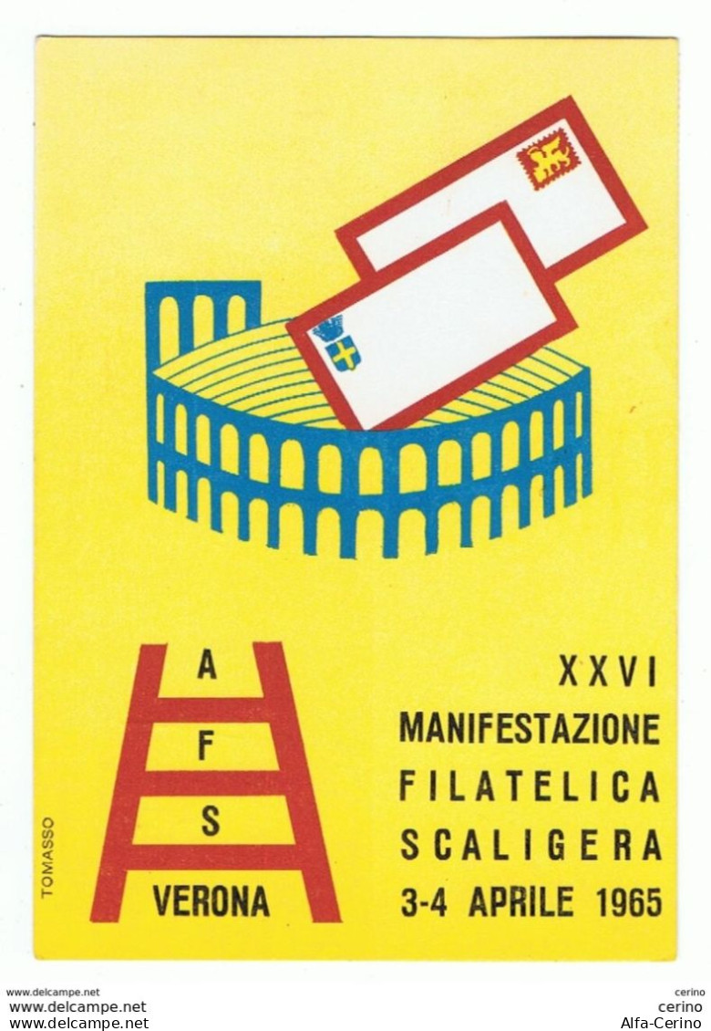 VERONA:  3-4 APRILE 1965  CARTOLINA  UFFICIALE  DELLA  MANIFESTAZIONE  FILATELICA  SCALIGERA  -  FG - Manifestazioni