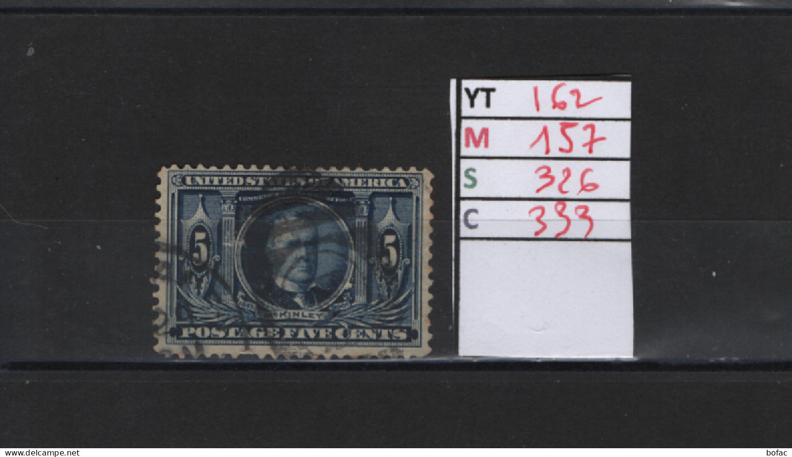 PRIX FIXE Obl  162 YT 157 MIC 326 SCOT 333 GIB Mac Kinley 1904 Etats Unis 58/05 - Used Stamps