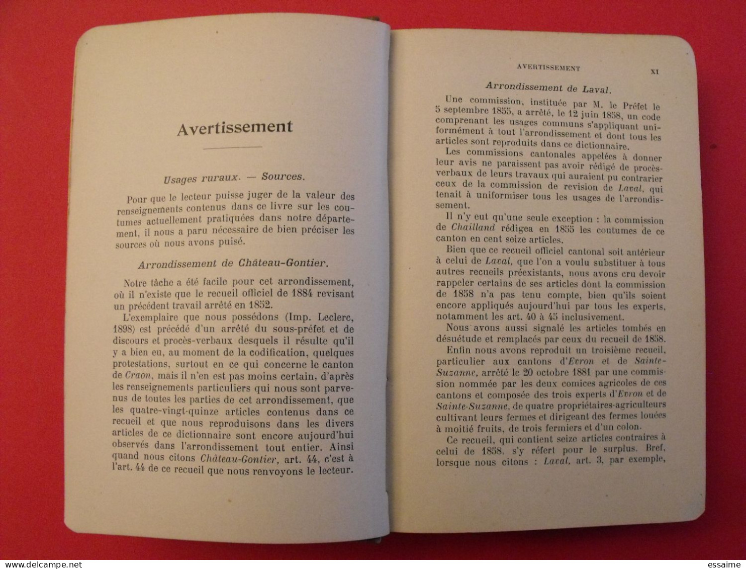 Dictionnaire Pratique De Droit Rural Et Des Usages Ruraux De La Mayenne. Grimod Et Guéranger. Laval; Sd Vers 1908 - Pays De Loire