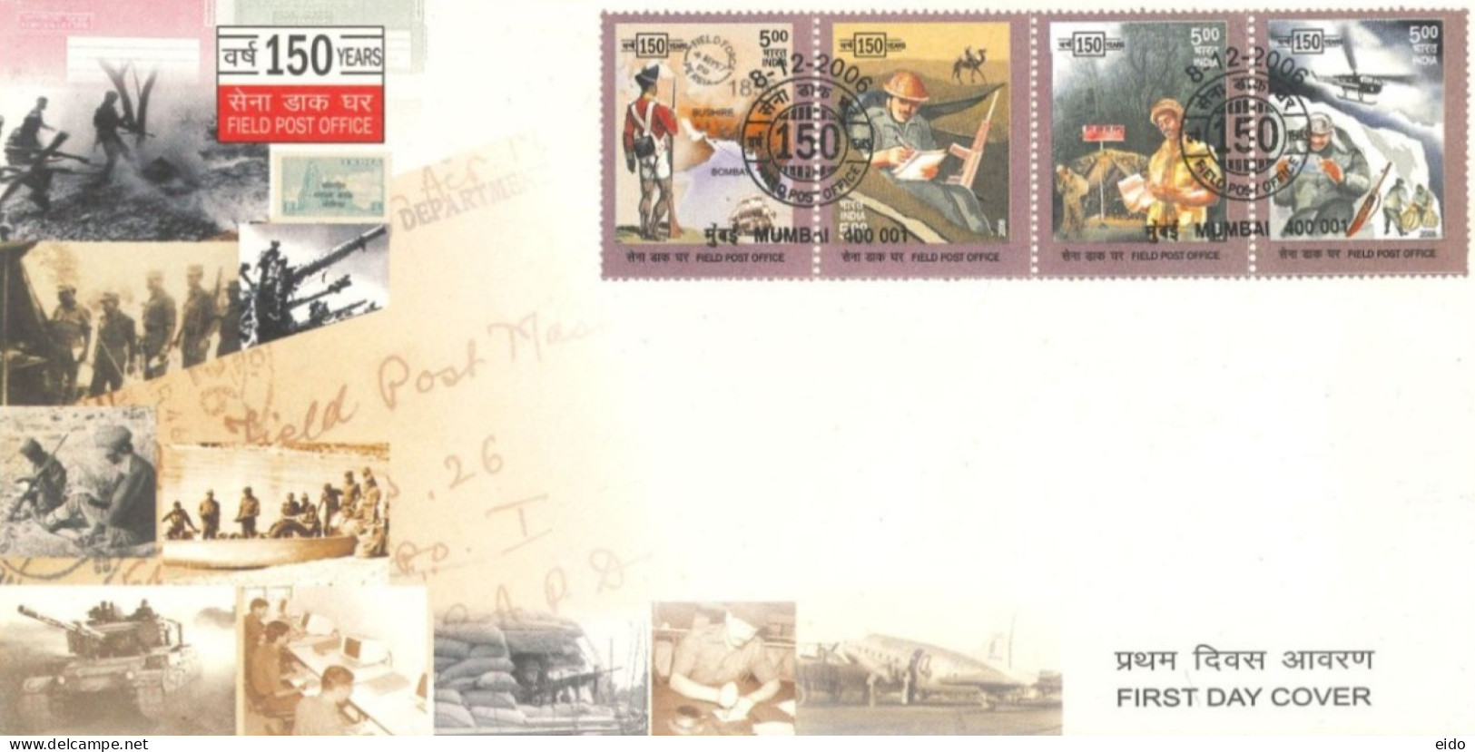 INDIA - 2006 - FDC STAMPS OF 150 YEARS OF FIELD POST OFFICE. - Brieven En Documenten