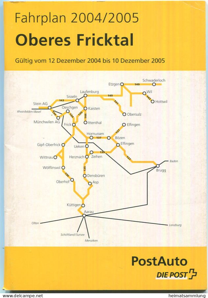 Schweiz - Fahrplan 2004/2005 - Oberes Fricktal - Postauto - 96 Seiten - Europa