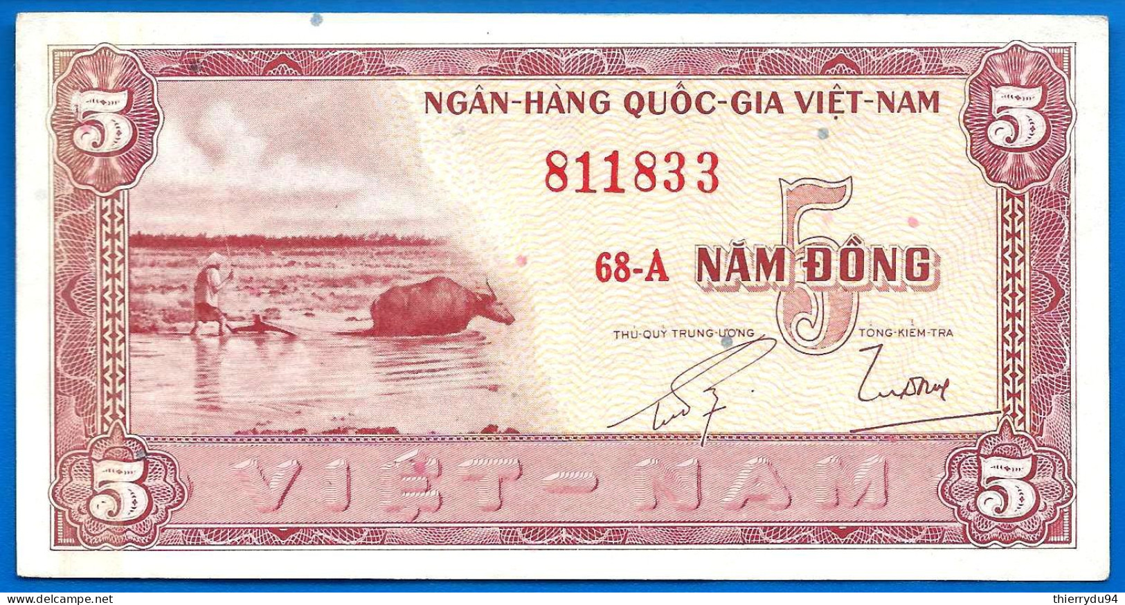 Vietnam Sud 5 Dong 1955 Serie 68 A Que Prix + Port Paysan Asie Asia Dongs Paypal Bitcoin OK - Vietnam