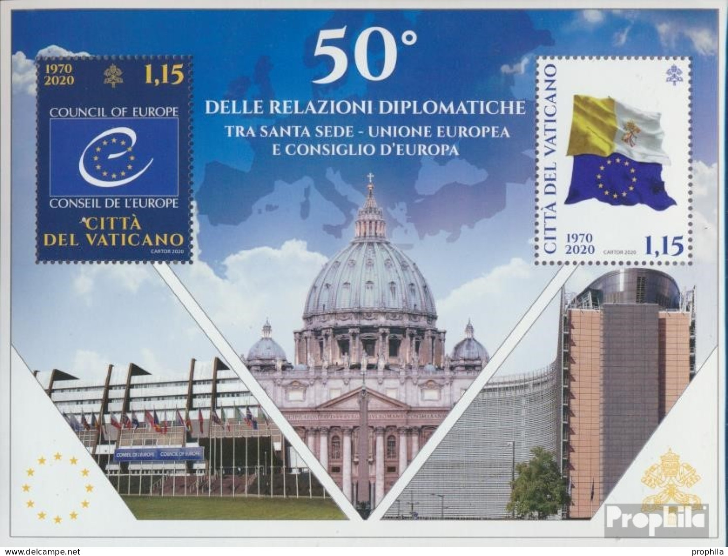 Vatikanstadt Block69 (kompl.Ausg.) Postfrisch 2020 Dipl. Beziehung Mit Der Europ. Unio - Oblitérés