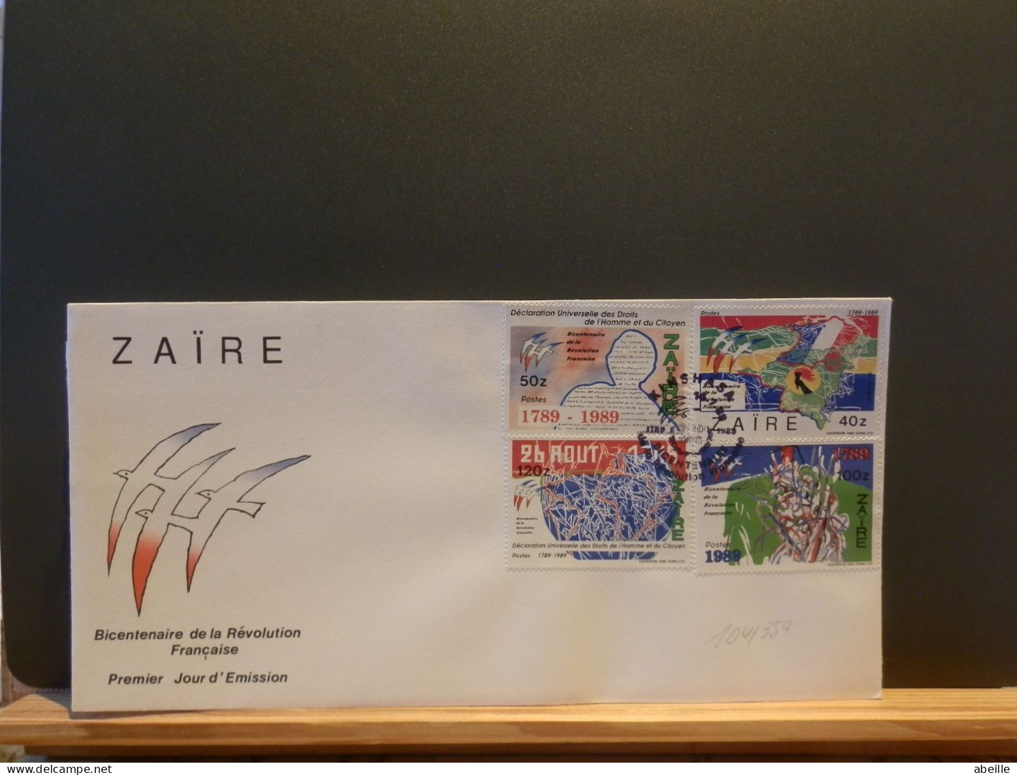 104/359   FDC  ZAIRE  1989 - 1980-1989