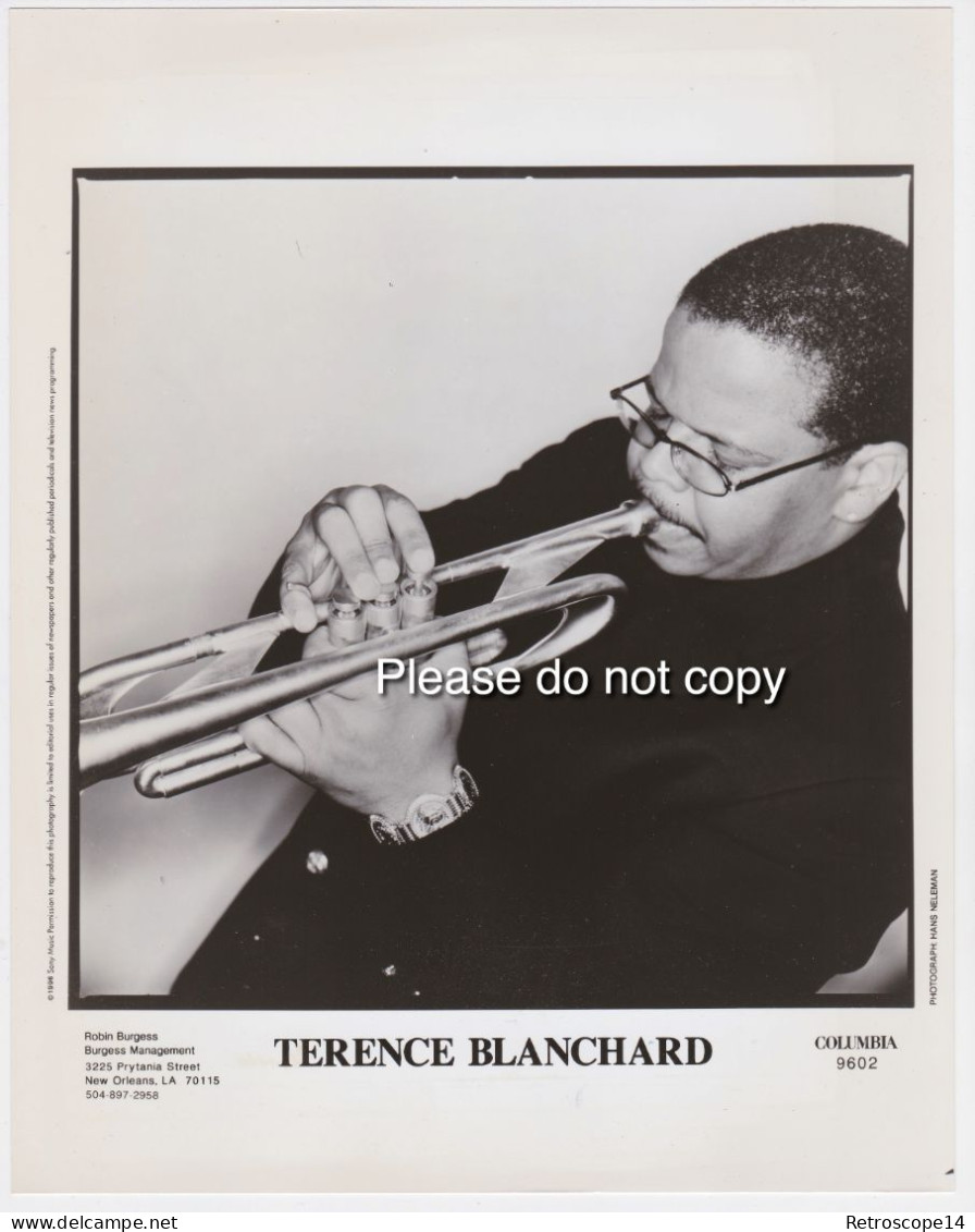 PRESS PHOTOGRAPH, JAZZ, TERENCE BLANCHARD, 1990s. Columbia Records, New Orleans. - Foto