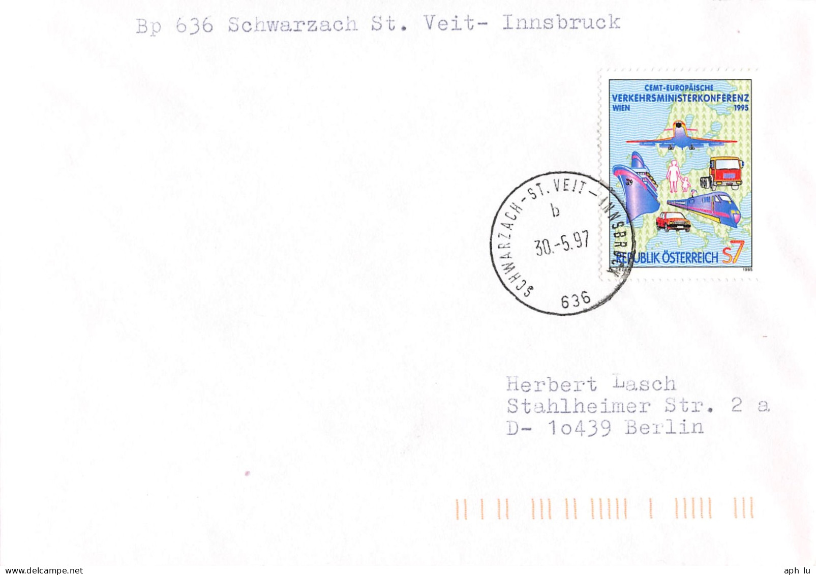 Bahnpost (R.P.O./T.P.O.) Schwarzach-St. Veit-Innsbruck (ZA1890) - Storia Postale