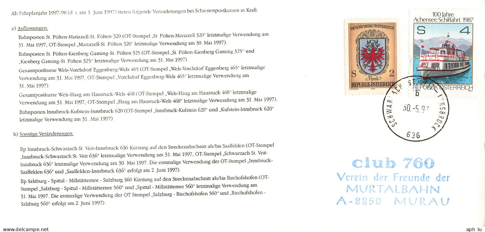 Bahnpost (R.P.O./T.P.O.) Schwarzach-St. Veit-Innsbruck (ZA1900) - Cartas & Documentos