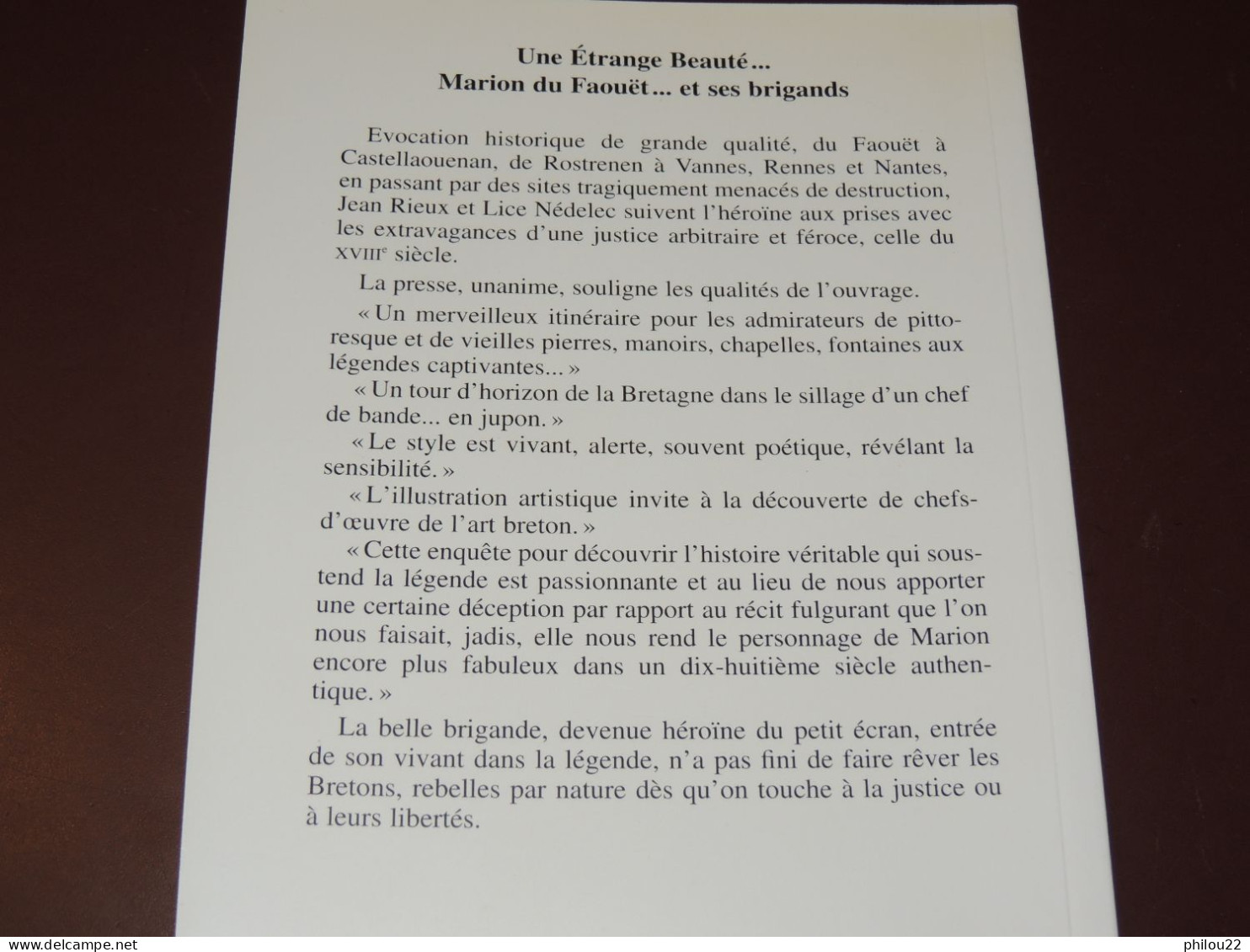 Une étrange Beauté... Marion Du Faouët Et Ses Brigands / J. Rieux Et L. Nédelec - Bretagne